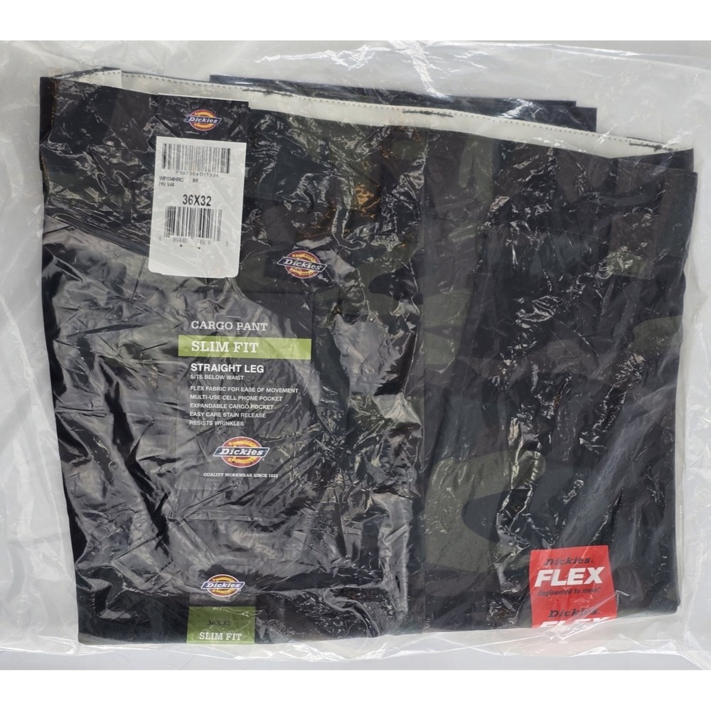 NWT Dickies Men's Cargo Camo Pants - Slim Fit Straight Leg (36x32) Flex Fabric - Picture 1 of 13